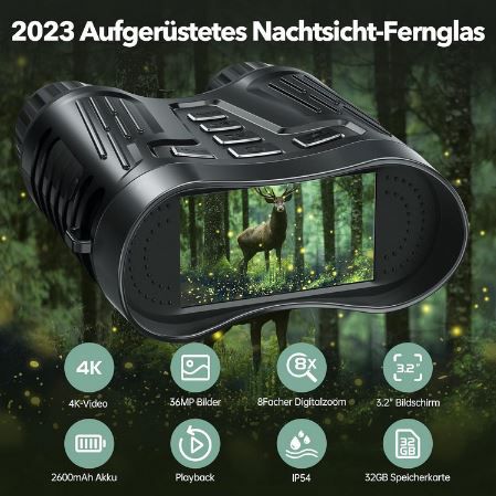 TKWSER 4K Nachtsichtgerät mit 8x Zoom, 600m inkl. SD Karte für 58,99€ (statt 120€)