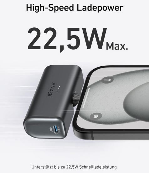 Anker USB C Nano Powerbank mit 5.000mAh, 22,5W für 19,99€ (statt 26€)