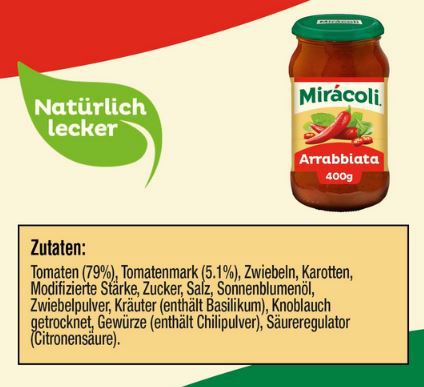 6er Pack Miracoli Pasta Sauce Arrabiata, je 400g ab 11,11€ (statt 17€)