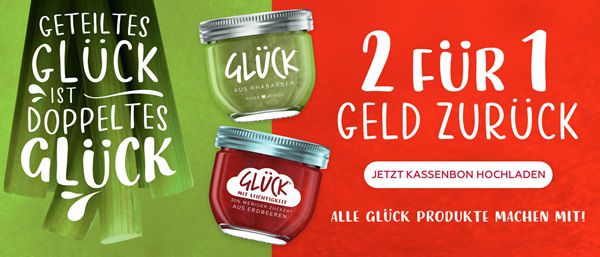 2 Gläser Glück kaufen, für 1 Glas Geld zurück