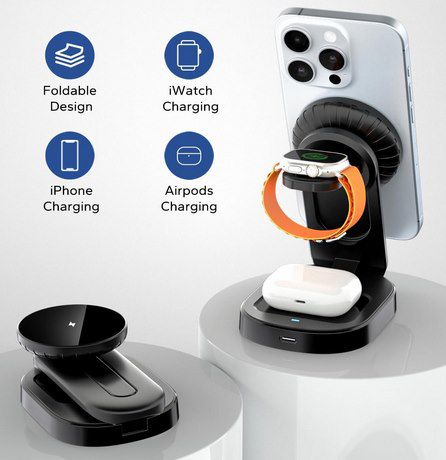 KPON Magsafe Ladestation für iPhone, Apple Watch & Airpods für 13,99€ (statt 35€)