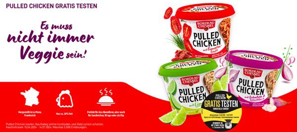 Bordeau Chesnel Pulled Chicken gratis ausprobieren