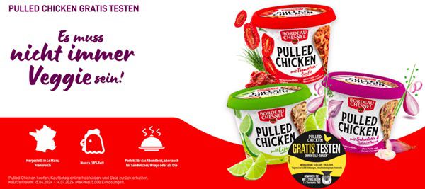 Geht noch! Bordeau Chesnel Pulled Chicken gratis ausprobieren