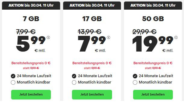 Handyvertrag.de: Allnet Flat inkl. 5G mit 7GB 5,99€ / 17GB 7,99€ / 25GB 9,99€ mtl.