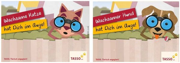 Tasso e.V.: Aufkleber Hier wache ich.... kostenlos