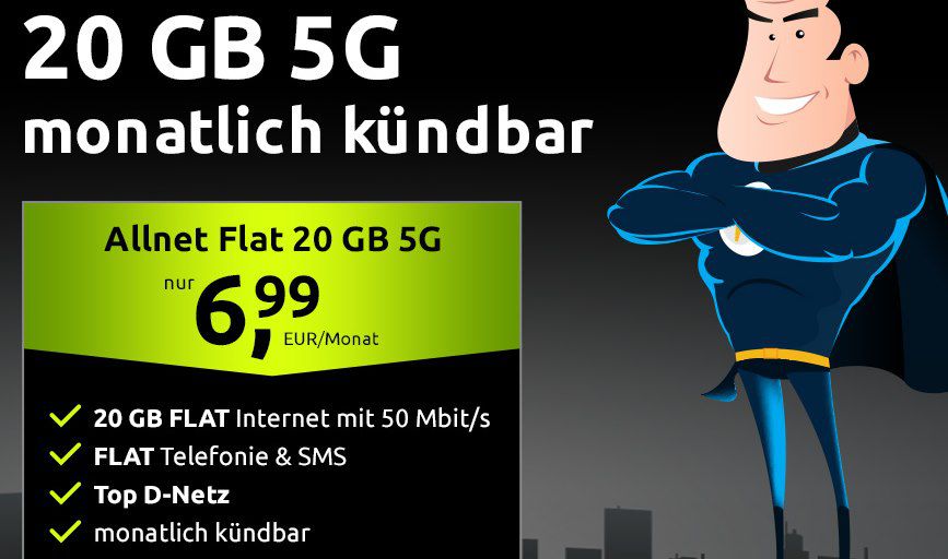 🔥 Vodafone 5G Allnet Flat mit 20GB für 6,99€ mtl 😲 kein AP & jederzeit kündbar