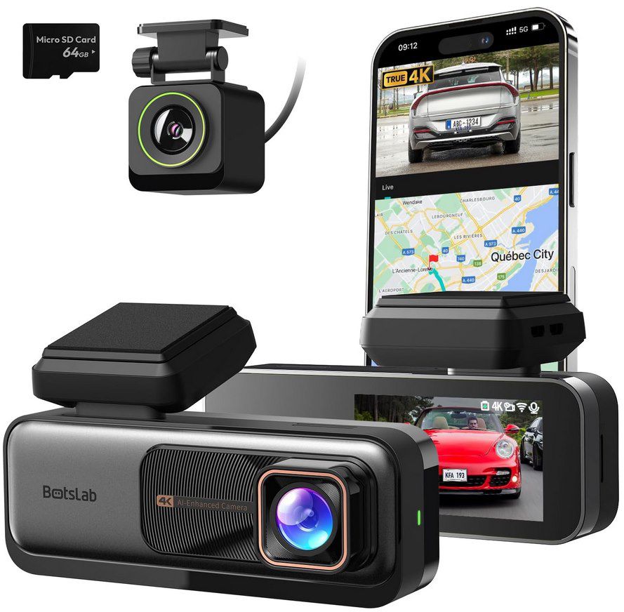 BOTSLAB Dual 4K Dashcam mit GPS, WLAN & App für 99,99€ (statt 200€)