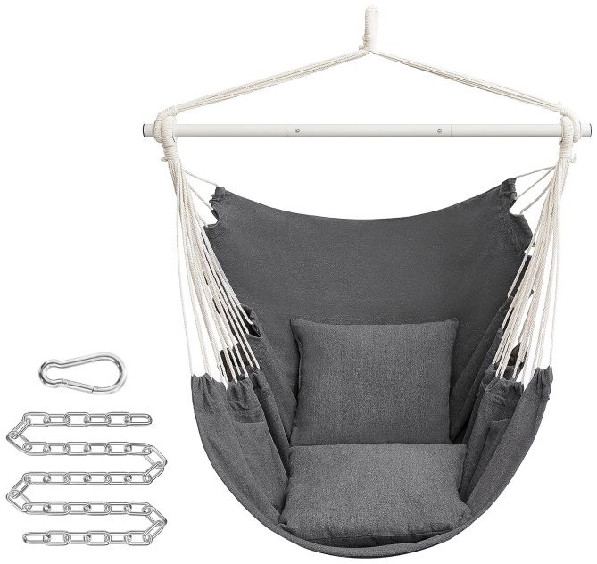 SONGMICS Hängesessel mit 2 Kissen & Metallkette für 25,99€ (statt 36€)
