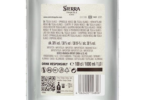 1L Sierra Tequila Blanco mit 38 % Alk. für 15,29€ (statt 18€)