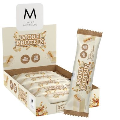 10er Box MORE Protein Bar White Chocolate Peanut Caramel ab 20,42€ (statt 27€)