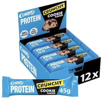 12x Corny Protein Crunchy Cookie Flavor 30% Protein Riegel für 17,78€ (statt 23€)