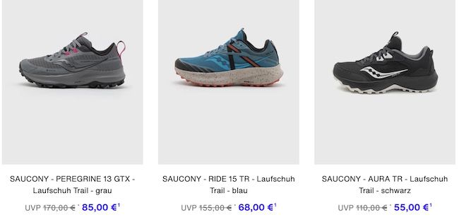 Saucony Trailrunning Schuhe zu Bestpreisen   z.B. Kinvara 14 nur 70€ (statt 108€)