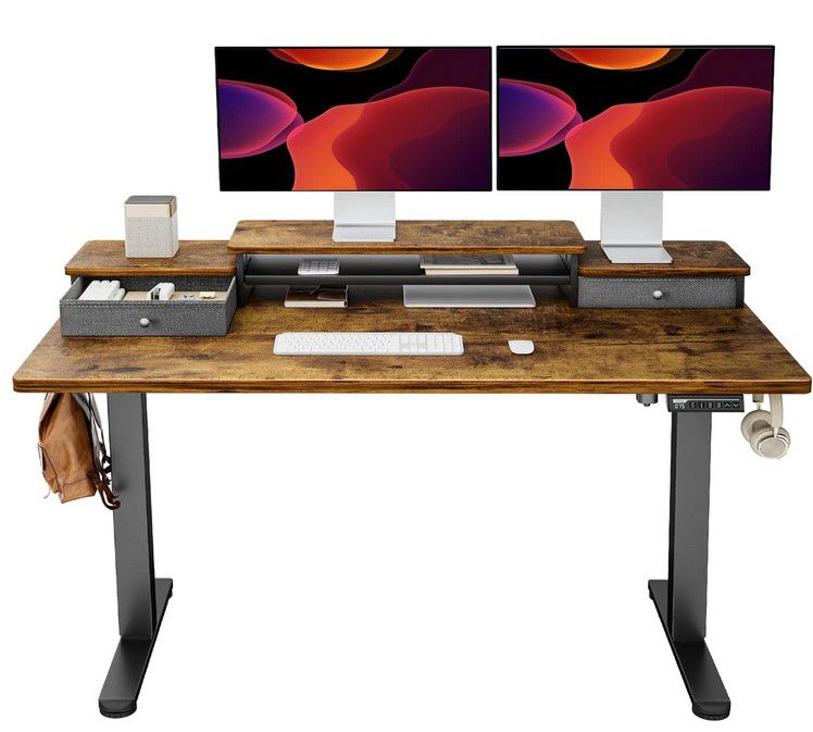 ErGear elektrischer Schreibtisch mit Doppelschubladen (140x71cm) für 129,99€ (statt 260€)