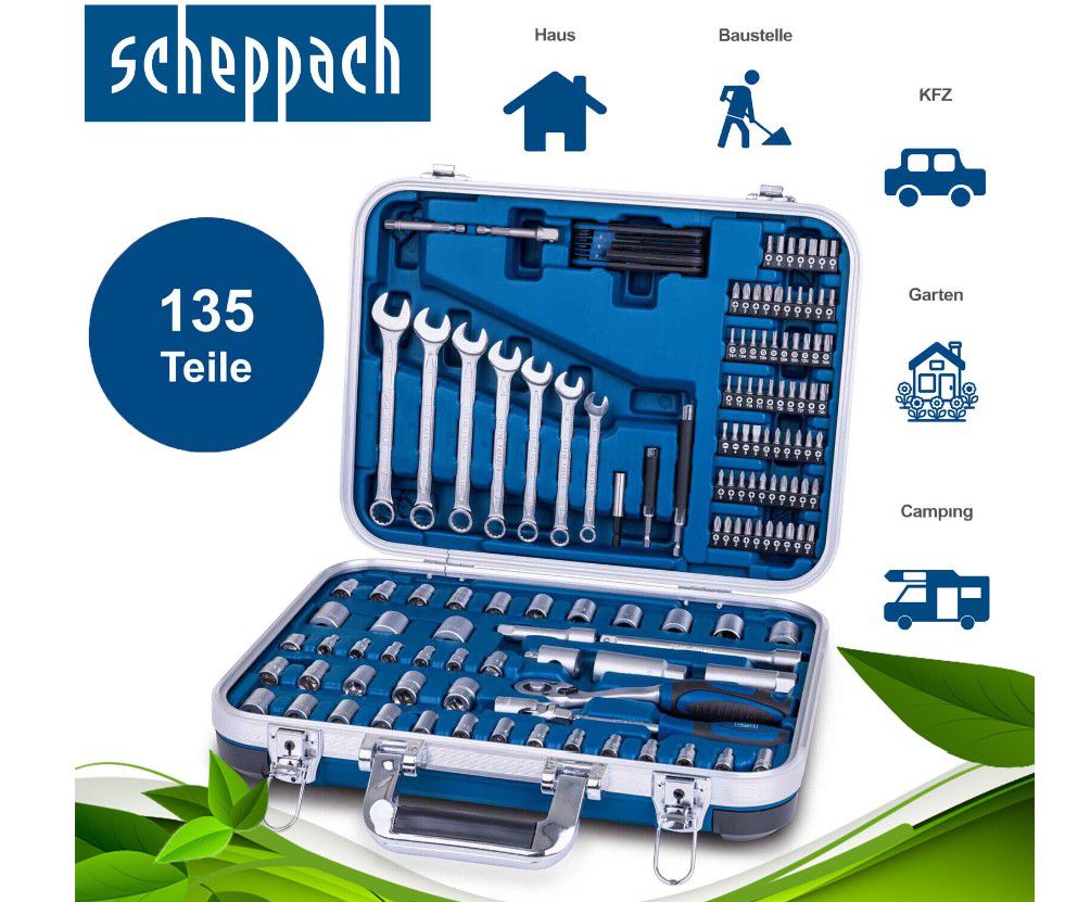 Scheppach TB170 Werkzeugkoffer 135 tlg. Steckschlüssel Satz für 59,99€ (statt 75€)