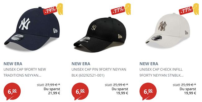 New Era 9Forty Unisex Caps für je 6€ zzgl. VSK (statt 20€)