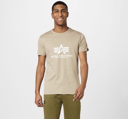 👕 Alpha Industries Basic T Shirt in Vintage Sand ab 13,95€ (statt 20€)