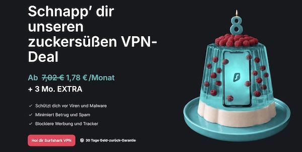 🌍 Surfshark VPN ab 1,78€ mtl. + 3 Monate GRATIS