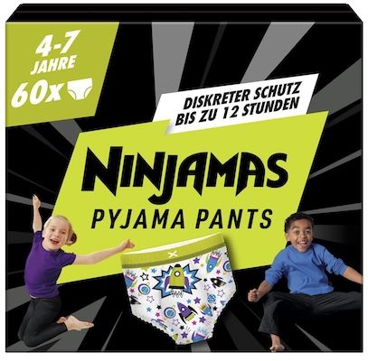 👶 60er Pack Pampers Ninjamas Pyjama Pants Gr. 7 (17+ kg) für 23,44€ (statt 36€)