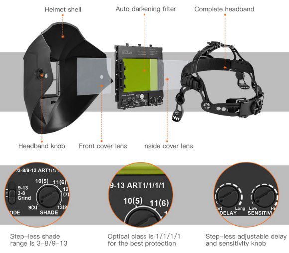 Tacklife PAH03D Schweißhelm mit automatischer Verdunkelung für 20€ (statt 44€)