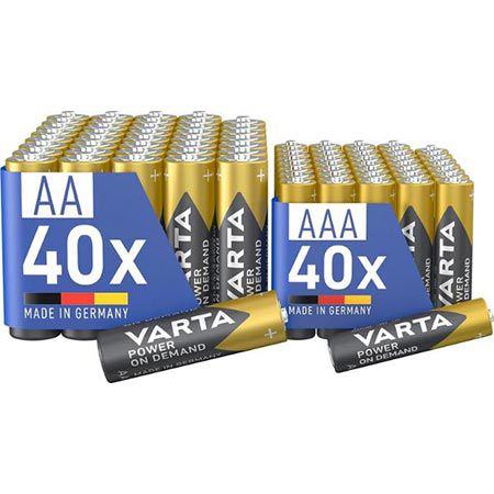 80x Varta Batterien Mischpack mit 40x AA + 40x AAA ab 24,69€ (statt 36€)