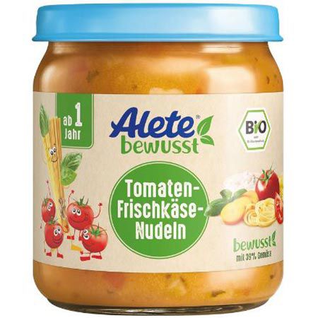6er Pack Alete Bio Tomaten-Frischkäse-Nudeln Gläschen ab 6,43€ (statt 10€)