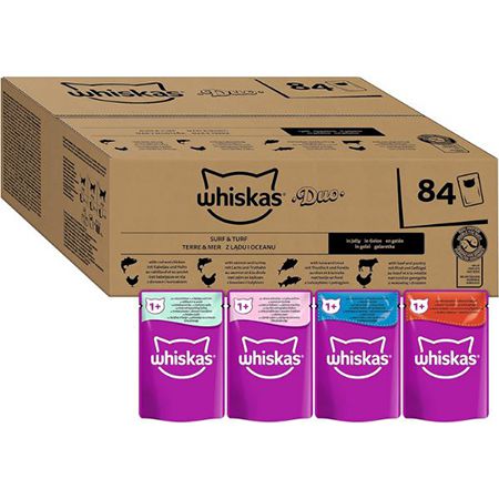 84er Pack Whiskas Adult 1+ Katzennassfutter Tasty Duo ab 23,84€ (statt 35€)