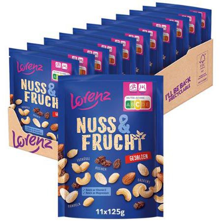 11er Pack Lorenz Snack World Nuss & Frucht, gesalzen ab 20,69€ (statt 24€)