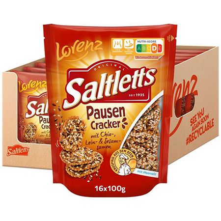16er Pack Lorenz Saltletts Pausen Cracker, je 100g ab 19,08€ (statt 24€)