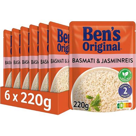 🍚 6x Ben’s Original Express Basmati-& Jasminreis ab 6,45€ (statt 14€) – 1,08€ pro Tüte
