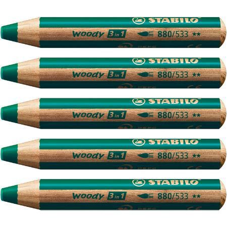 5er Pack Stabilo Woody 3 in 1 Buntstifte für 4,80€ (statt 9€)