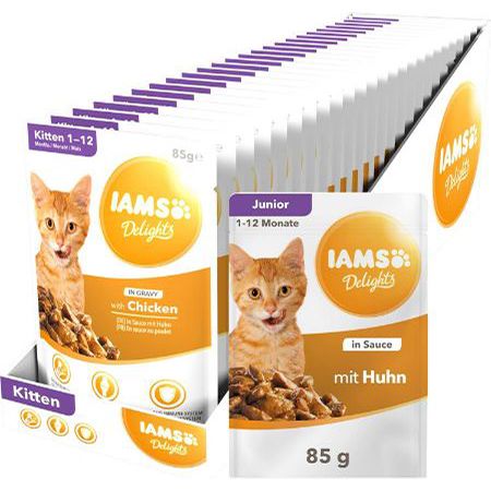 24er Pack IAMS Delights Kitten Nassfutter Huhn ab 12,34€ (statt 18€)