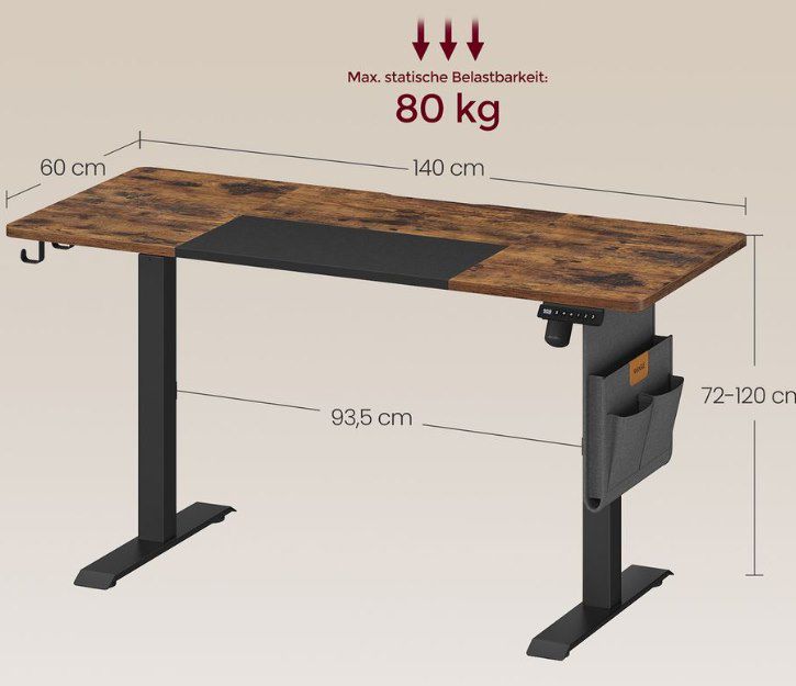 VASAGLE Schreibtisch elektrisch höhenverstellbarer für 135,99€ (statt 170€)