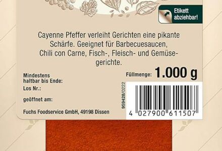 🌶 1kg Fuchs Cayenne Pfeffer / Chili gemahlen für 10,45€ (statt 14€)