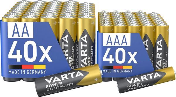 80x Varta Batterien Mischpack mit 40x AA + 40x AAA ab 24,69€ (statt 36€)