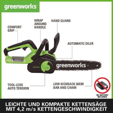 Greenworks G40CS30II Akku Kettensäge, 30cm Blattlänge für 118,99€ (statt 137€)