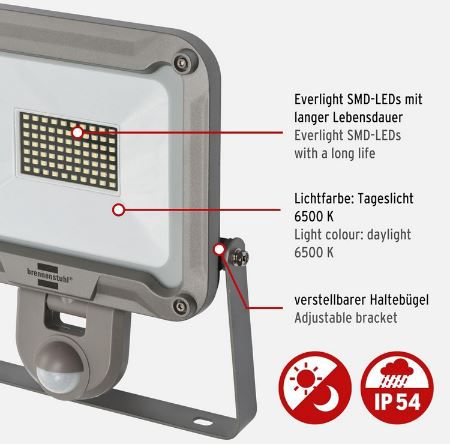 Brennenstuhl Jaro 5050 P LED Strahler mit Bewegungsmelder für 50,99€ (statt 61€)