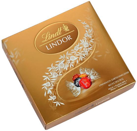 Lindt Lindor Präsent Box Mischung, ca. 15 Kugeln ab 4,65€ (statt 7€)