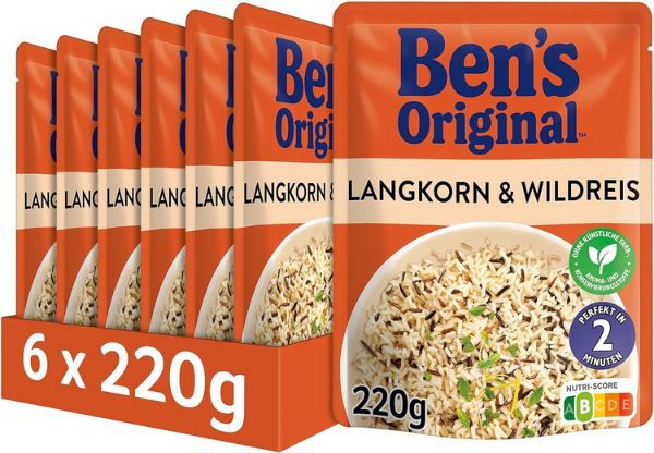 🍚 6x Bens Original Express Langkorn  & Wildreis ab 7,55€ (statt 14€)   1,26€ pro Packung