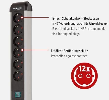 Brennenstuhl Premium Alu Line Steckdosenleiste, 12 Fach für 35,98€ (statt 43€)