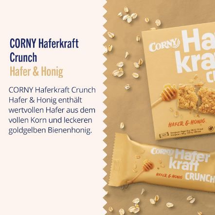 9er Pack Corny Haferkraft Crunch Haferriegel mit Honig ab 10,70€ (statt 15€)