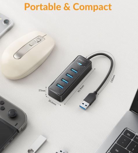 iDsonix 4 Port USB 3.0 Hub für 3,99€ (statt 8€)