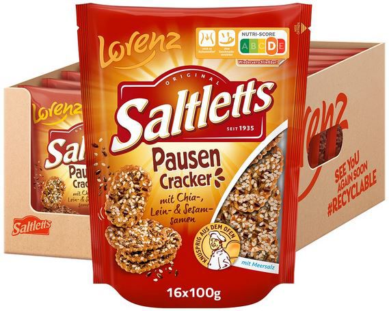 16er Pack Lorenz Saltletts Pausen Cracker, je 100g ab 19,08€ (statt 24€)