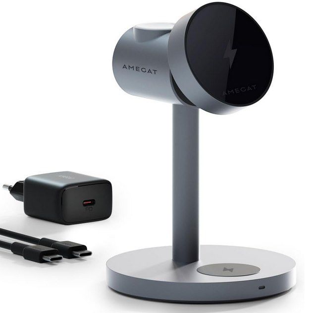 AMEGAT Qi2 15W Ladestation für iPhone, Watch & Airpods für 49,99€ (statt 100€)