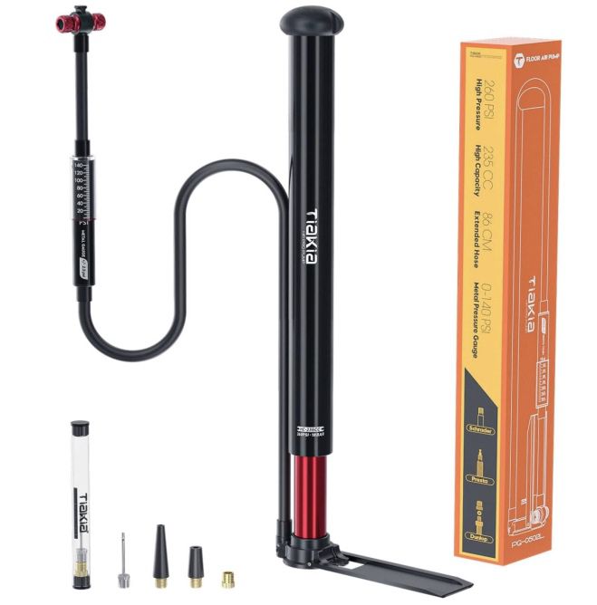 Tiakia Hochdruck Fahrradpumpe (18 bar) mit Manometer für 17,99€ (statt 36€)