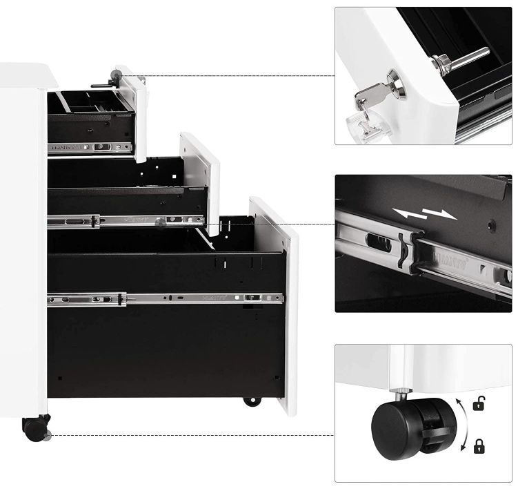 SONGMICS Büroschrank mit Rollen & Schloss für 65,99€ (statt 80€)