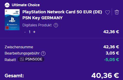 🎮 50€ PlayStation Network (PSN) Guthaben ab 40,36€