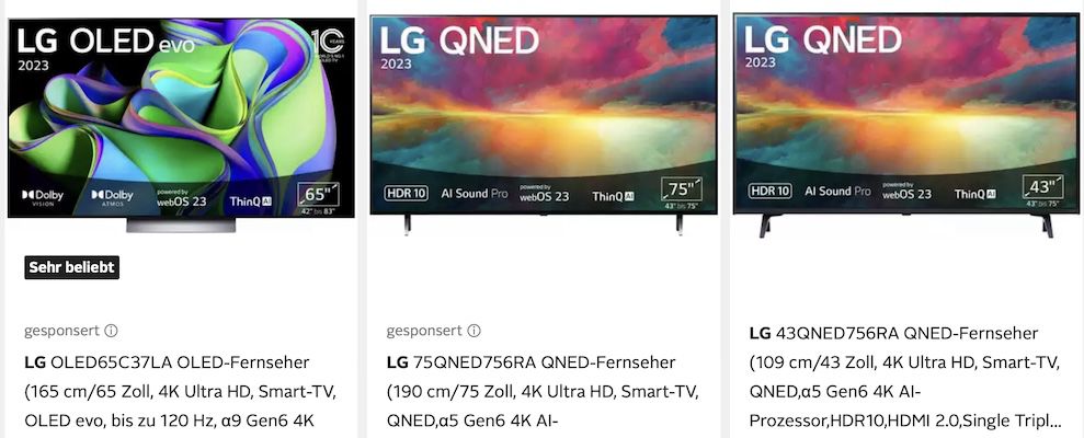 📺 OTTO: 100€ extra auf LG Fernseher z.B. 75 Zoll QNED Fern­se­her für 1.038€ (statt 1.149€)