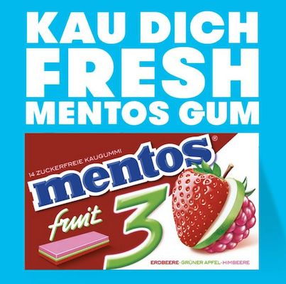 12x Mentos Kaugummi Fruity Fresh Erdbeere, Grüner Apfel, Himbeere für 10,16€ (statt 18€)