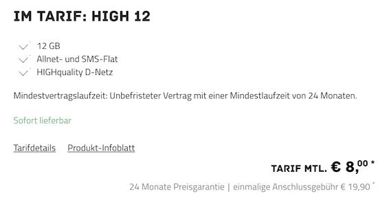 🔥 Telekom Allnet Flat mit 12GB LTE für 8€ mtl.