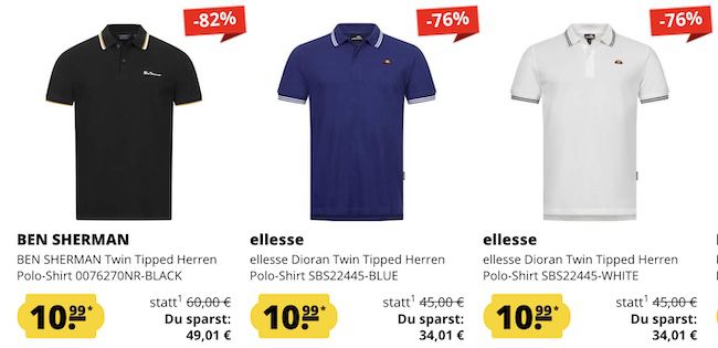 👕 SportSpar Poloshirt Fixpreis Sale   Jedes Poloshirt 10,99€ zzgl. Versand + 5€ Gutschein ab 60€